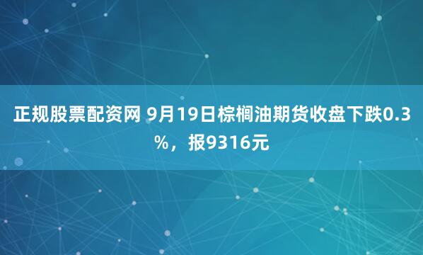 正规股票配资网 9月19日棕榈油期货收盘下跌0.3%，报9316元